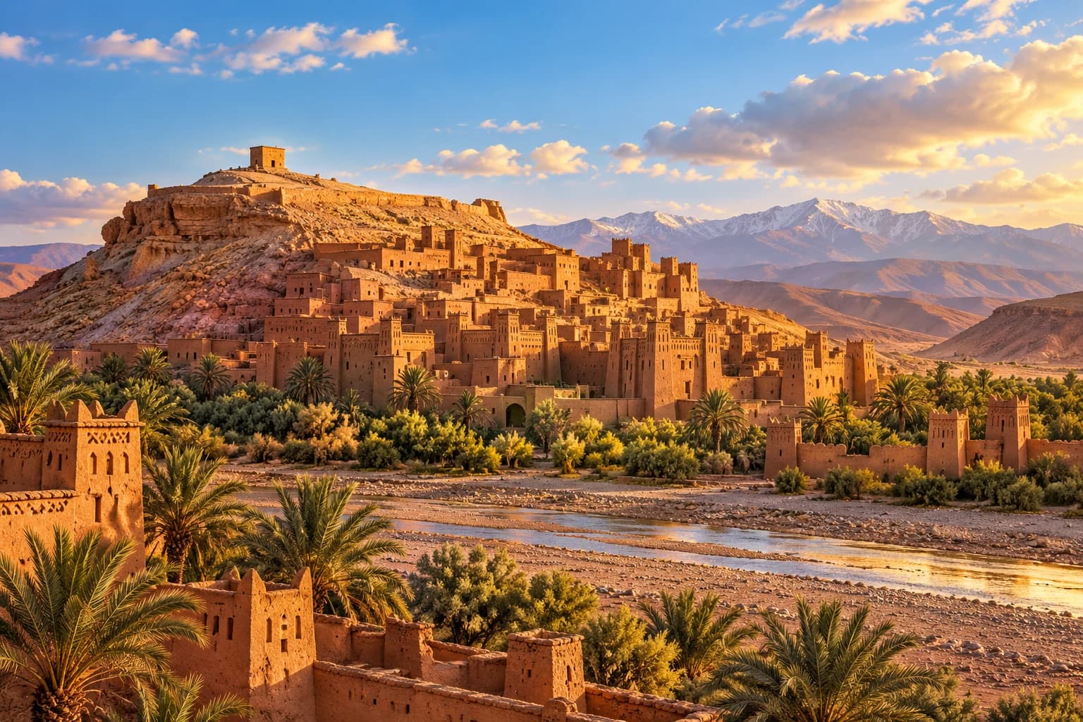 AI-generated cover illustration: Marrakech to Agadir via Erg Chegaga